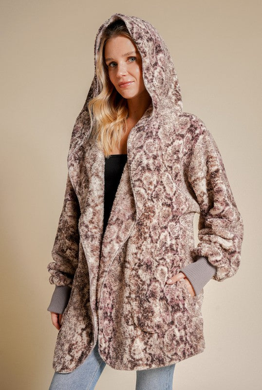 Snake Skinned Oversized Teddy Bear Jacket