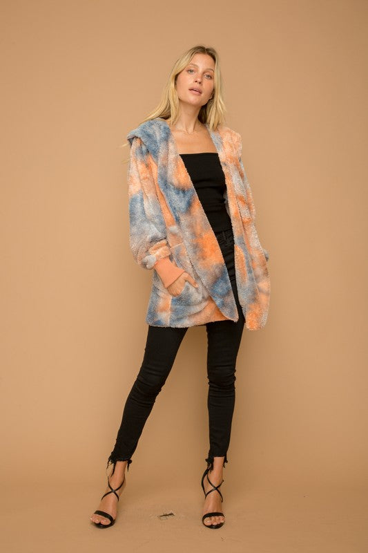 Tie Dyed Oversized Teddy Bear Jacket