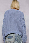 V-neck Semi Cropped Chenille Sweater