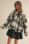 Wool Fringed Detail Plaid Jacket