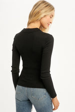 Zip-Up Collar Fitted Sweater Top
