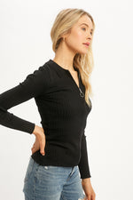 Zip-Up Collar Fitted Sweater Top
