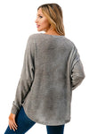 Ariella Dolman Sleeve Zipper Top - Grey