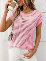 Summer Round Neck Hollow Out Sun Protection Knitted Sweater Cowl