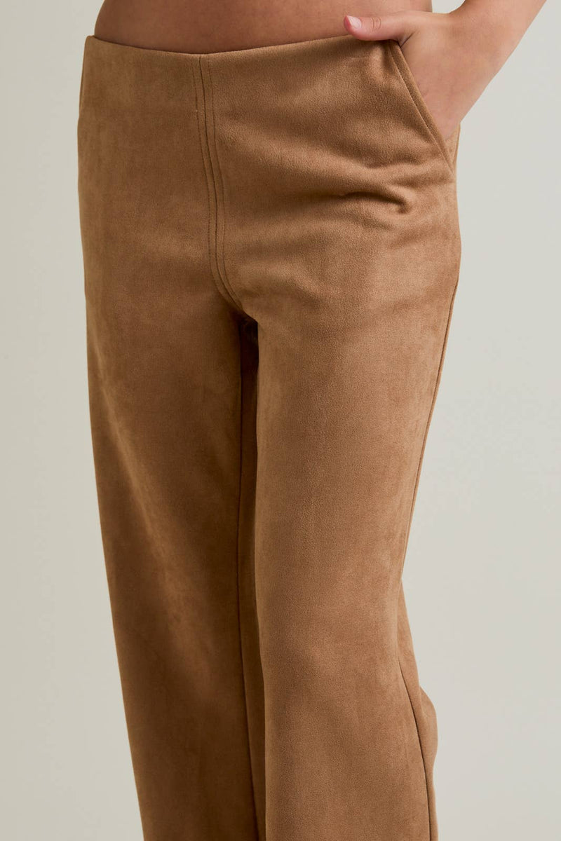 Low Waist Suede Bootcut Pants
