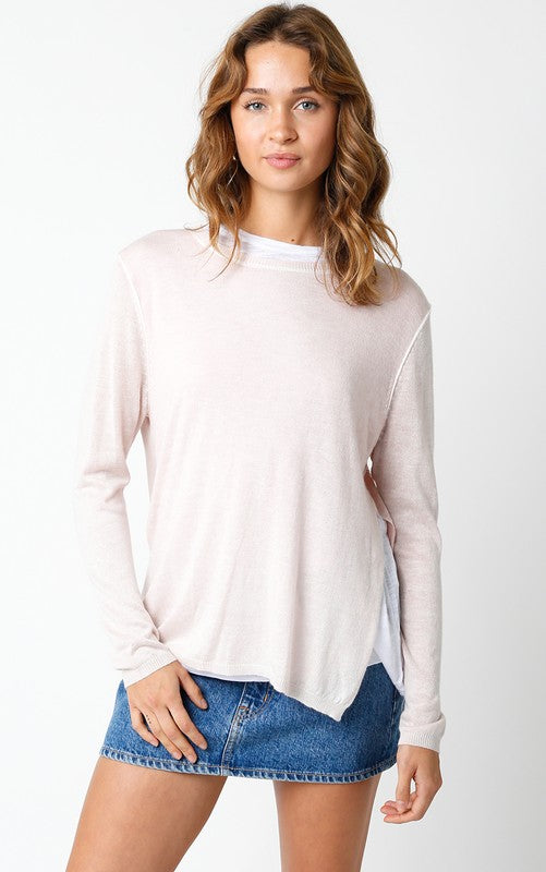 Double Layer Illusion Sweater Top  -  Blush