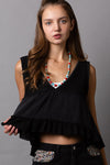 Sleeveless Thermal Cropped Babydoll Top