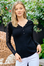 Lace Trimmed Henley Top