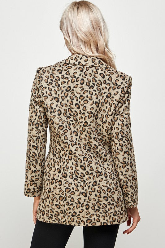 Leopard Print Double Button Blazer