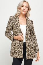 Leopard Print Double Button Blazer