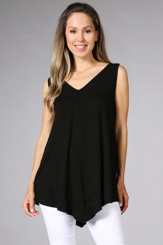 V-Neck Tank Top - Black