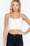Round Neck Elastic Strap Two Ply Cami Crop Top