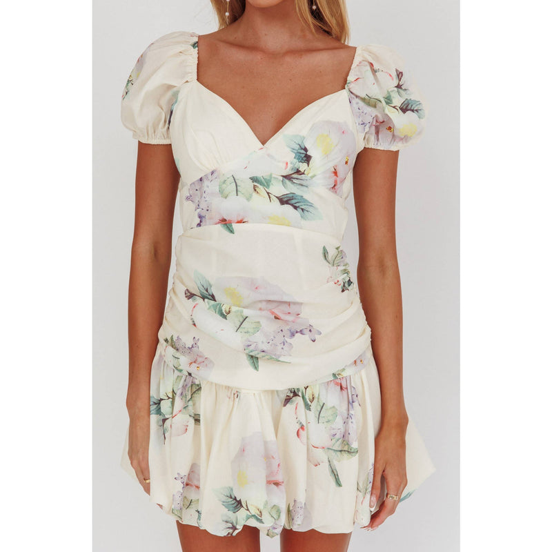 Puffy Floral Mini Dress