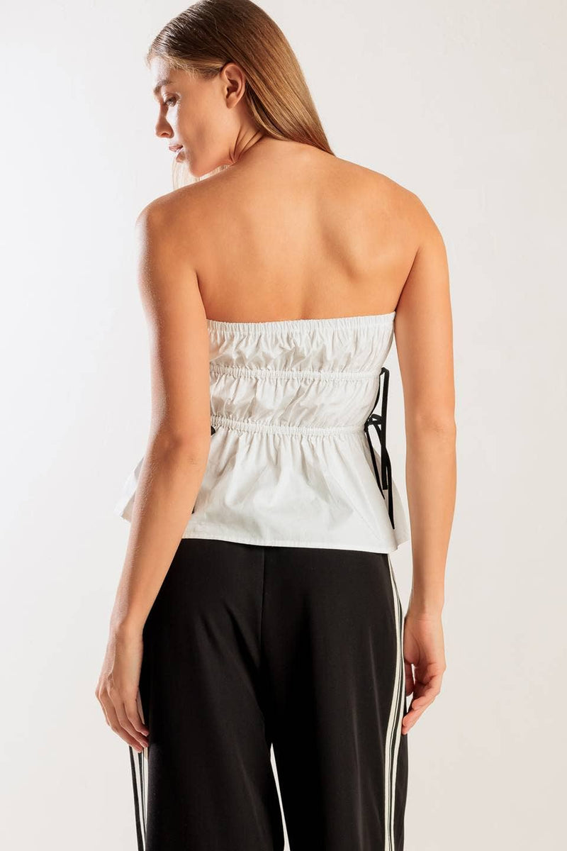 Solid Woven Strapless Top