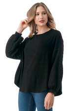 Ariella Contrast Sleeve Top - Black