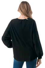 Ariella Contrast Sleeve Top - Black