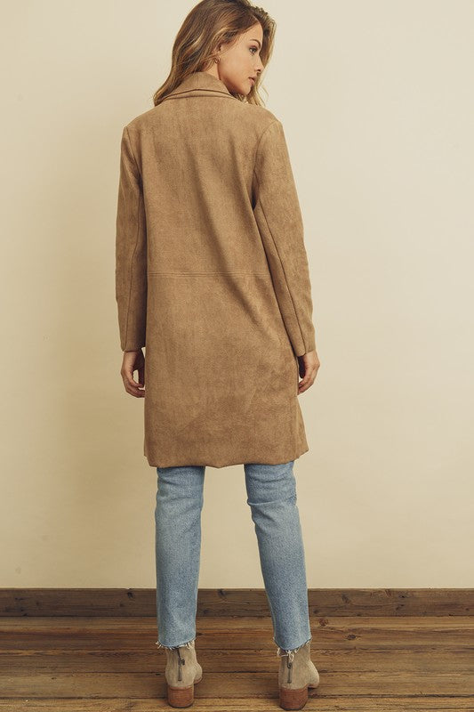 Scuba Open Front Coat - Tan