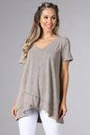 Mineral Wash Casual V-Neck Top