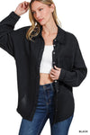 Double Gauze Oversized Raw Edge Shirt
