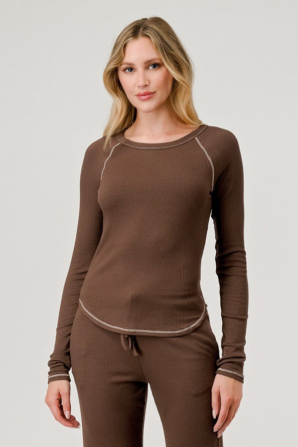 Long Sleeve Rib Raglan Top