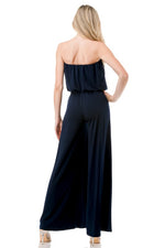 Ariella Wide Leg Jumpsuit w/ Ring Belt - Navy
