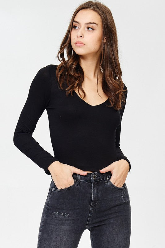 Double Layered V-Neck Crop Top