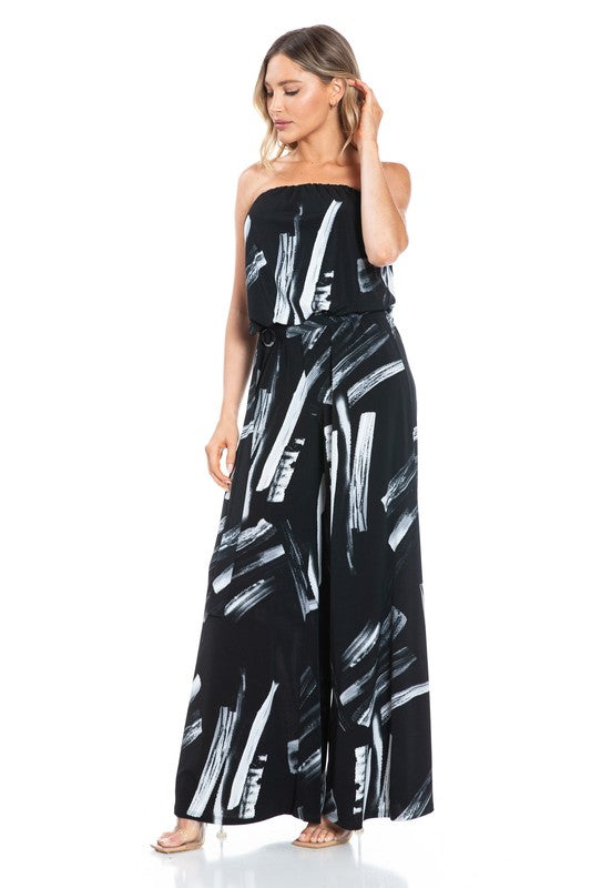 Ariella Printed Jumpsuit w/ Belt