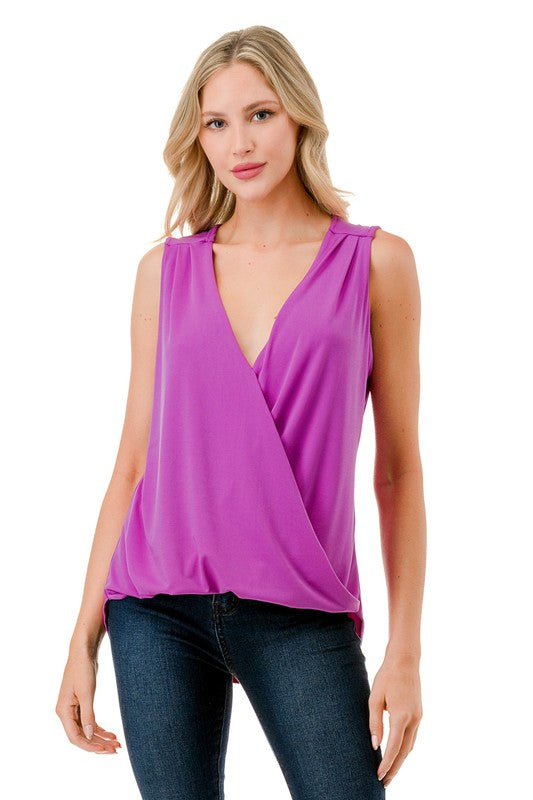 Ariella Surplice Tank Top -  Magenta