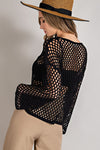 Eyelet Knit Sweater - Black