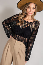 Eyelet Knit Sweater - Black