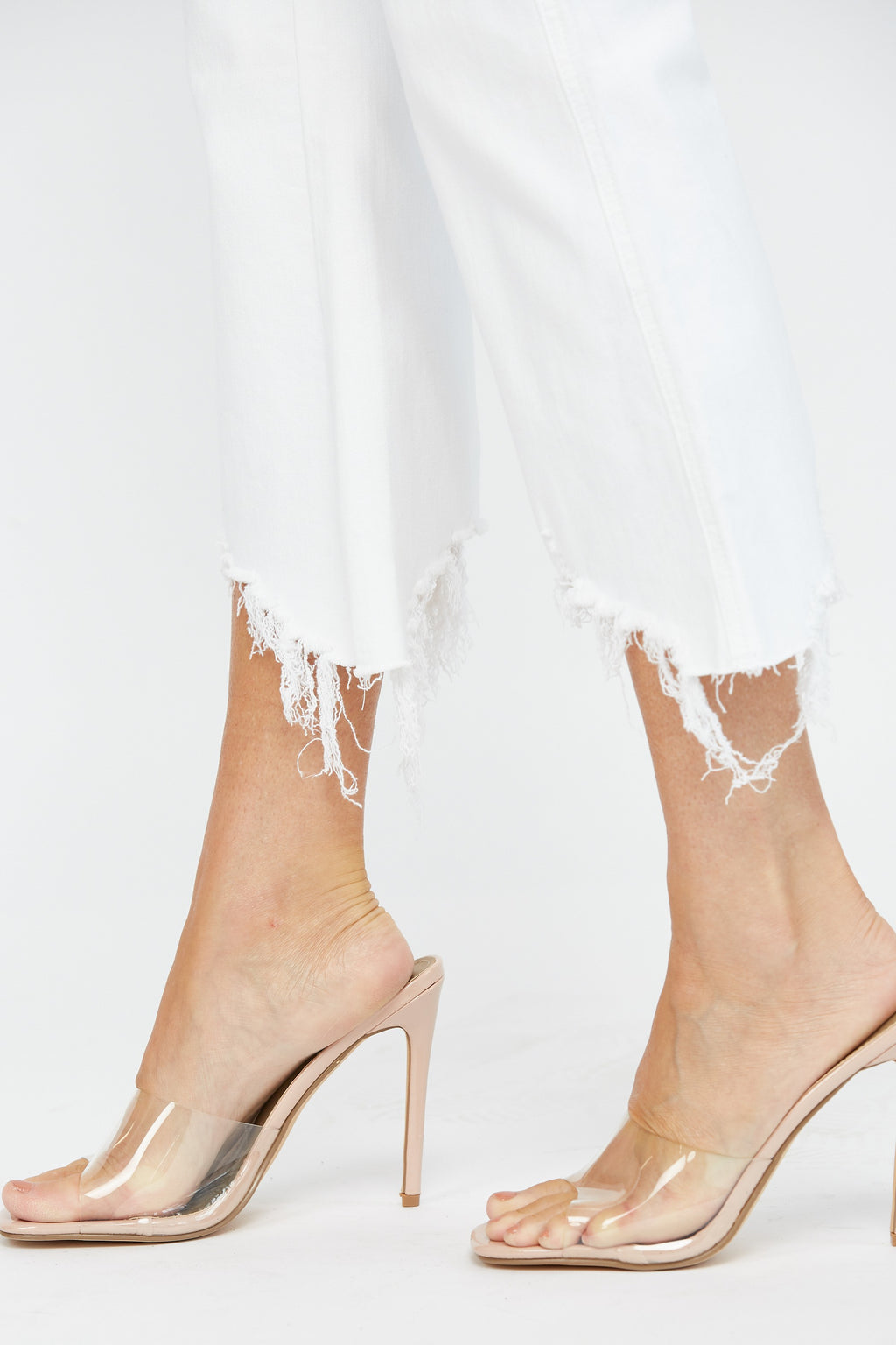 Mica Denim High Rise Crop Flare With Uneven Hem
