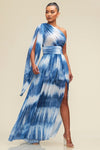 Waves One Shoulder Maxi Gown