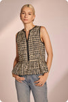 Scallop Print Sleeveless Blouse