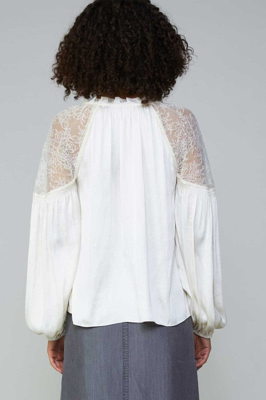 Ruffled Split Neck Blouse