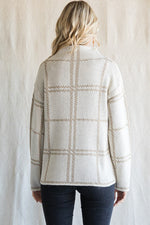 Plaid Knit Mock Neck Pullover