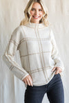Plaid Knit Mock Neck Pullover