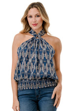 Ariella Printed Keyhole Halter Top