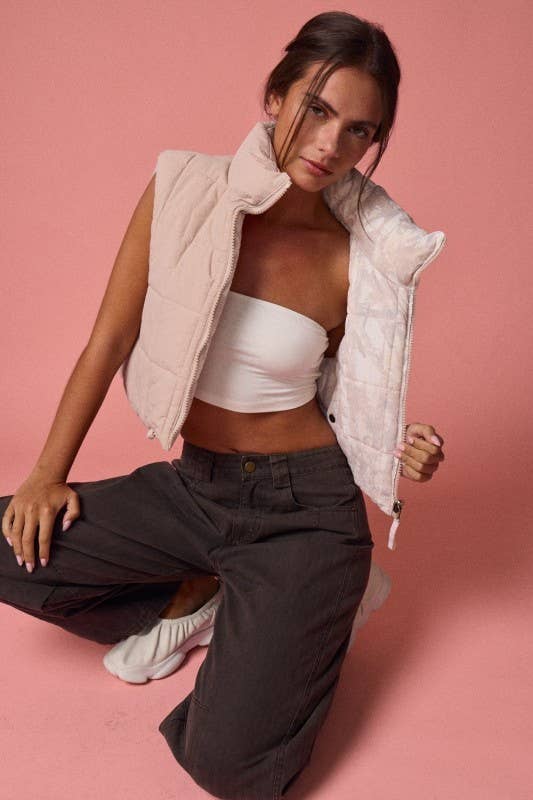 Reversible Cropped Puffer Vest