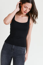 Ribbed Crew Neck Fitted Tank