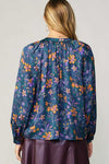 Split Neck  w/ Self Tie - Navy Multi