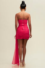 Solid Chiffon Drape Tail Dress