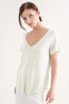 Slubby V-Neck Split Center Tee Shirt