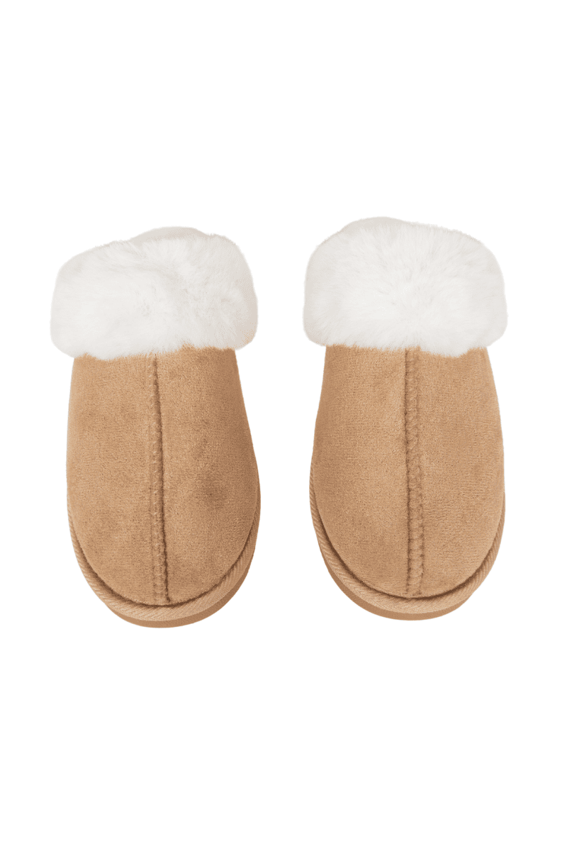 Sand Faux Fur Slip-On Slippers