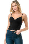 Solid Rib Bra Cup Cami Top