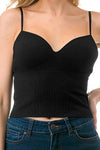 Solid Rib Bra Cup Cami Top