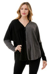 Ariella Color Block Dolman Sleeve Zipper Top