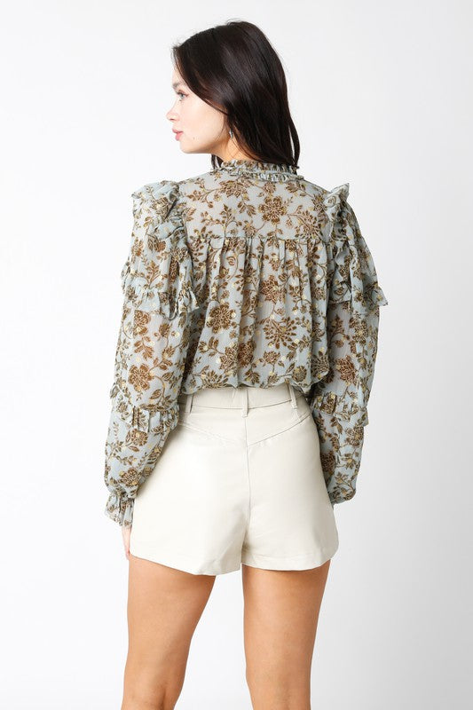 Ruffle Sage Top