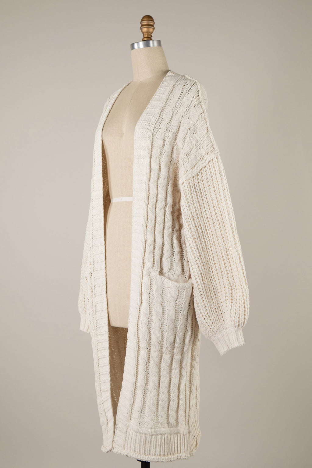 Chunky Braid Knit Chenille Cable Cardigan