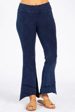 Mineral Washed Cropped Stretch Pants - Electric Blue