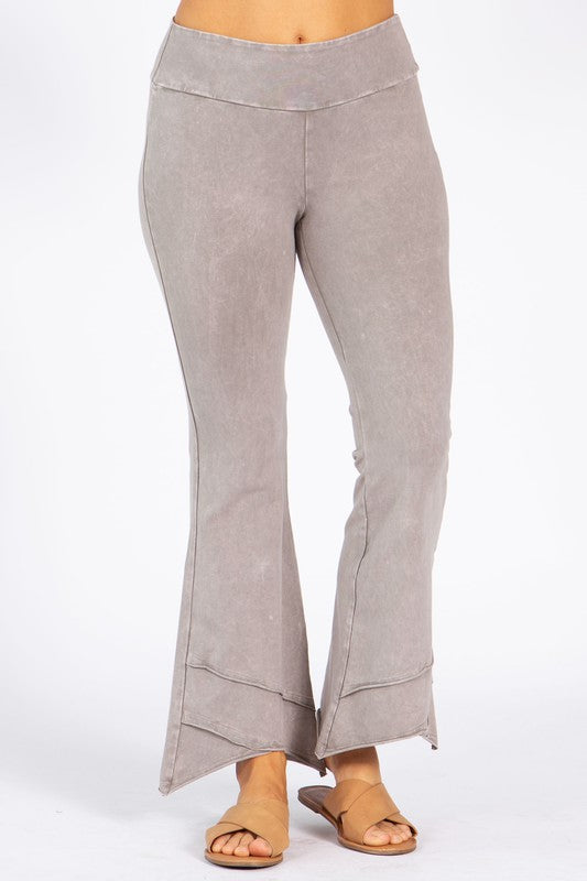 Mineral Washed Cropped Stretch Pants - Stone